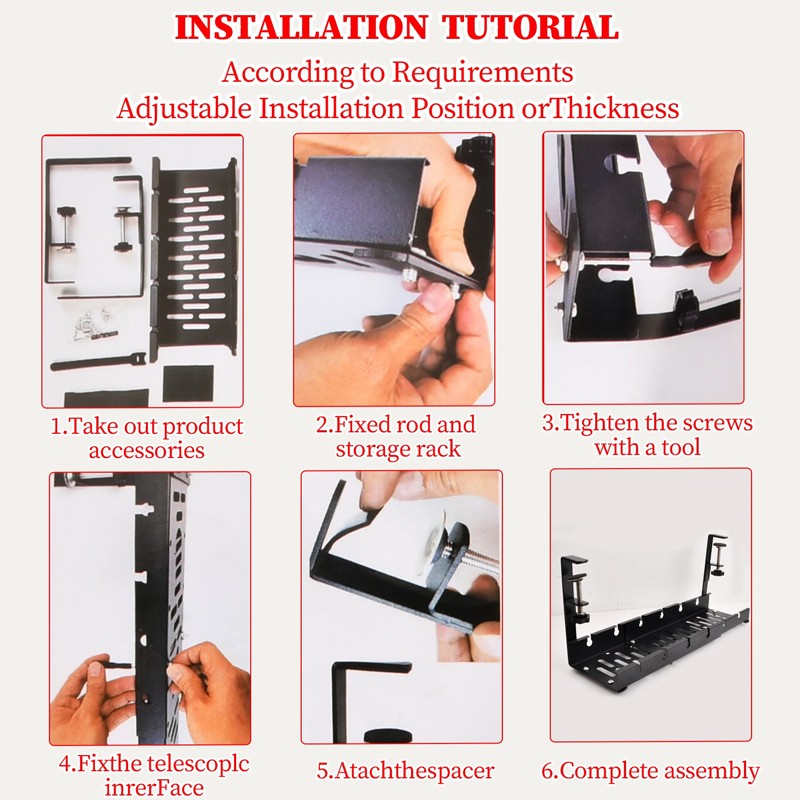Under-Desk Cable Management Tray